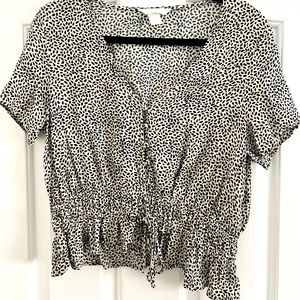 Animal Print Cinched Waist Shirt- Size 8